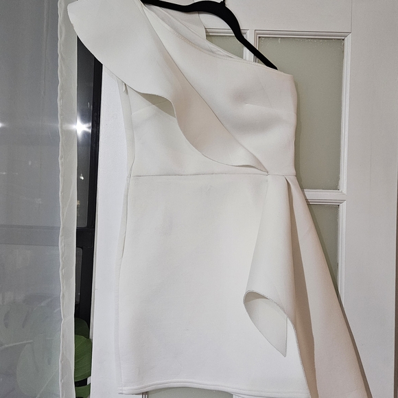 Asos One-Shoulder White Ruffle Cocktail Dress - Picture 2 of 2